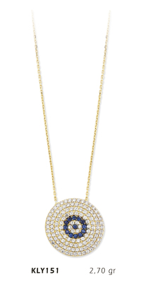 Yuvarlak Taşlı Nazar Boncuk Kolye - Mars Kuyumculuk