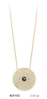 Yuvarlak Taşlı Nazar Boncuk Kolye - Mars Kuyumculuk