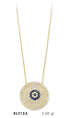 Yuvarlak Taşlı Nazar Boncuk Kolye - Mars Kuyumculuk