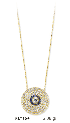 Yuvarlak Taşlı Nazar Boncuk Kolye - Mars Kuyumculuk