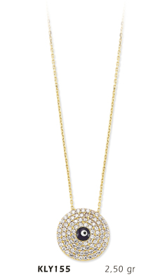 Yuvarlak Taşlı Nazar Boncuk Kolye - Mars Kuyumculuk