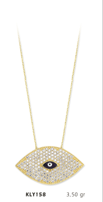 Yuvarlak Taşlı Nazar Boncuk Kolye - Mars Kuyumculuk