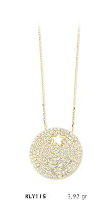 Yuvarlak Taşlı Yıldız Kolye - Mars Kuyumculuk